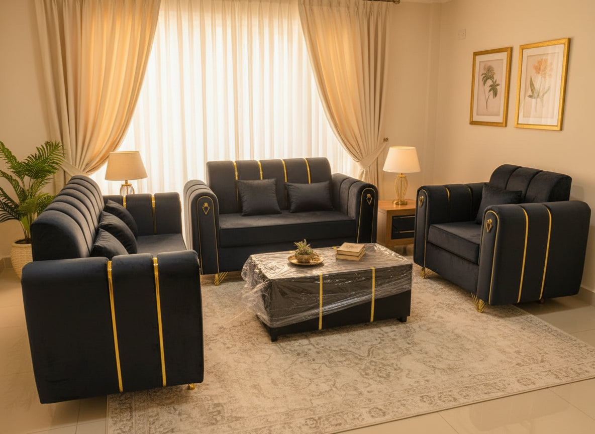 Luxury 5-Seater Velvet Sofa Set
