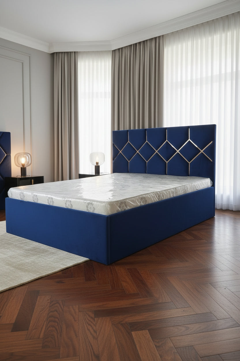 Luxury Blue Velvet Bed